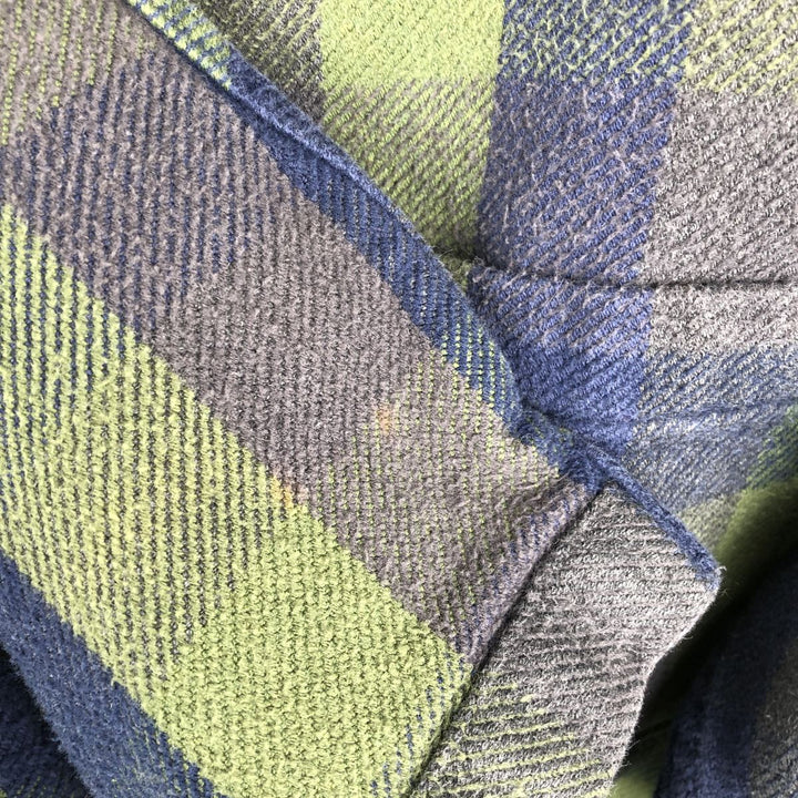 Vintage 90s-00'S St. John's Bay buffalo check long-sleeve flannel check shirt, size M, men's cotton blue type Vintage Second Hand