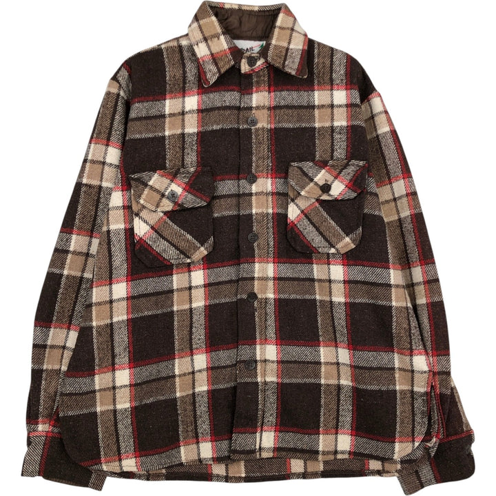 Vintage 1970'S PINE TRAIL long-sleeved flannel check shirt, size M, men's wool brown type Vintage Second Hand