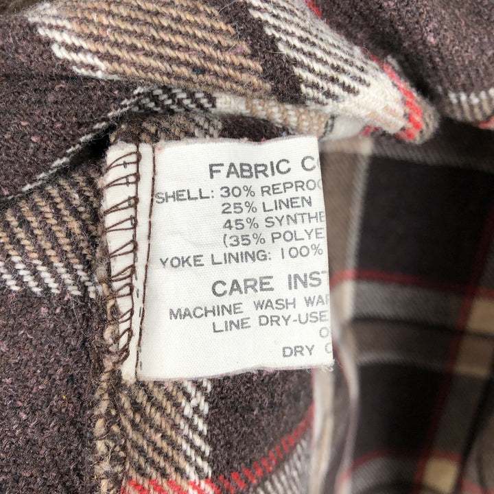 Vintage 1970'S PINE TRAIL long-sleeved flannel check shirt, size M, men's wool brown type Vintage Second Hand