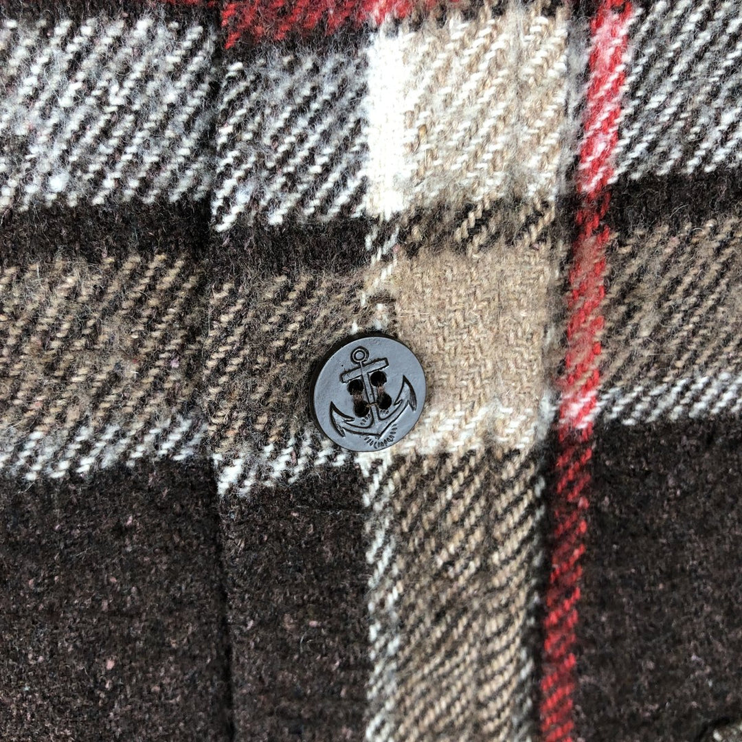 Vintage 1970'S PINE TRAIL long-sleeved flannel check shirt, size M, men's wool brown type Vintage Second Hand