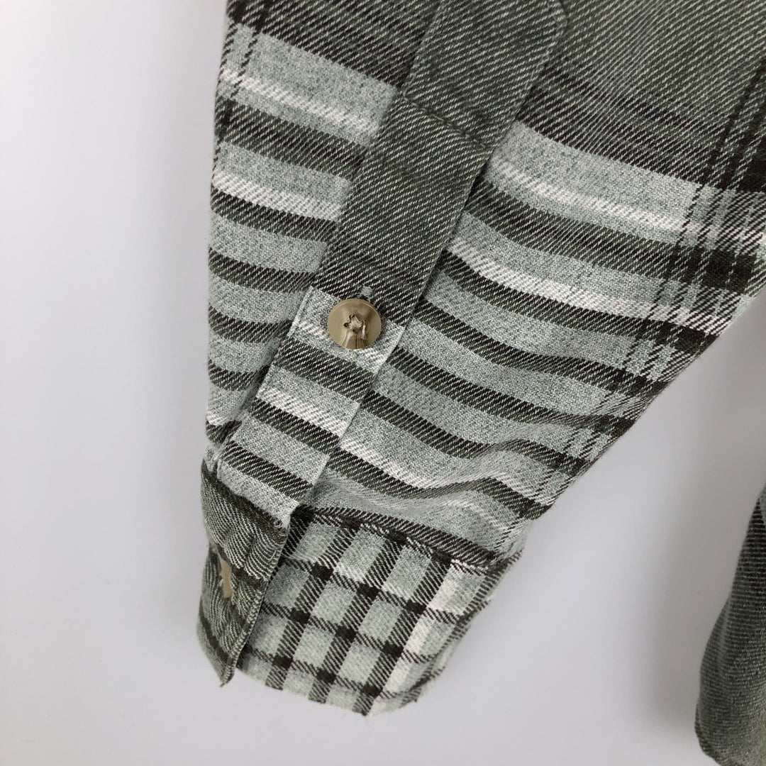 Vintage 90'S Timberland Lightflannel Check Shirt, Men's Size Medium, Long Sleeve unclear Khaki type sage green Vintage Second Hand