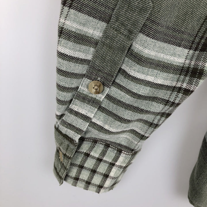 Vintage 90'S Timberland Lightflannel Check Shirt, Men's Size Medium, Long Sleeve unclear Khaki type sage green Vintage Second Hand