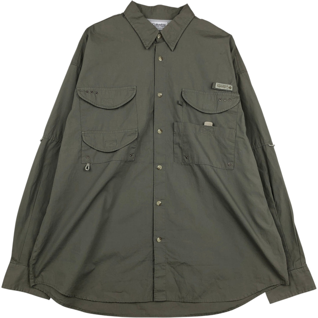 Columbia PFG Long Sleeve Fishing Shirt (Men's XL) from the 2000s cotton Khaki type Vintage Second Hand