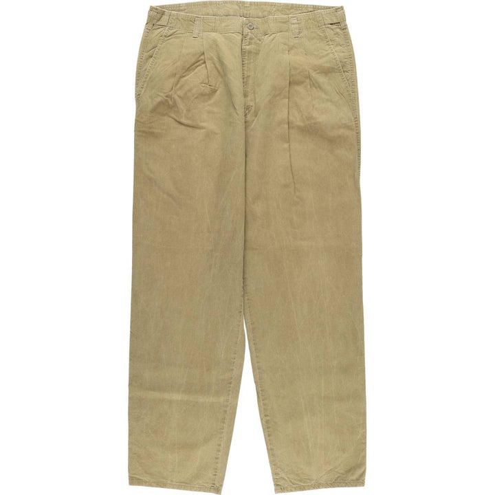 90'S Dockers/Levi's Two-Pleat Cotton Pants, Made in USA, Men's Size W37 (approx.), Vintage cotton Khaki type Vintage Second Hand