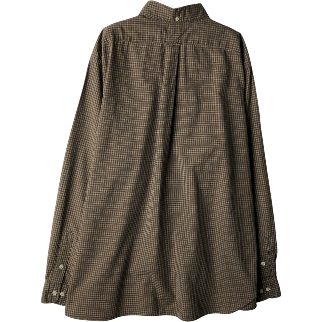 Ralph Lauren long sleeve button down check shirt, men's XL size cotton Khaki type Vintage Second Hand