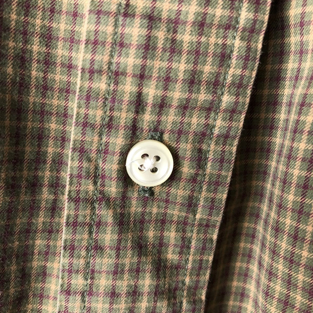 Ralph Lauren long sleeve button down check shirt, men's XL size cotton Khaki type Vintage Second Hand