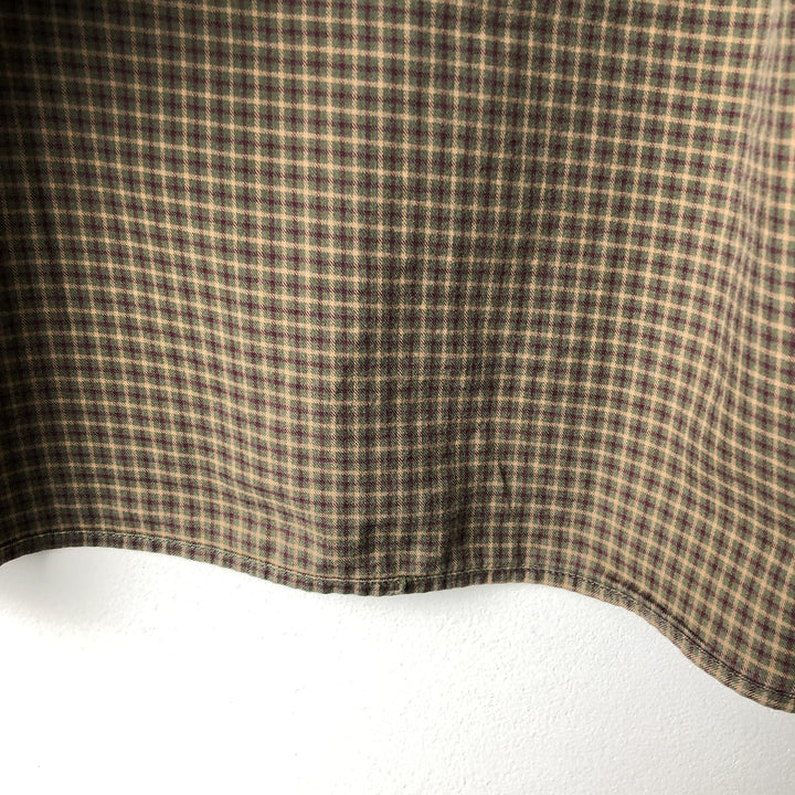 Ralph Lauren long sleeve button down check shirt, men's XL size cotton Khaki type Vintage Second Hand