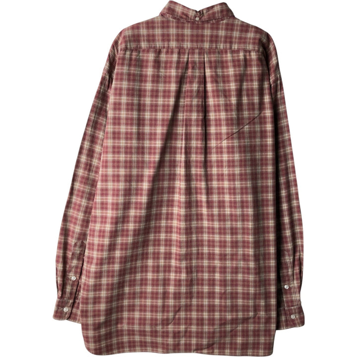 Ralph Lauren MCMEEL long-sleeved button-down check shirt, men's size XL cotton red type reddish brown Vintage Second Hand