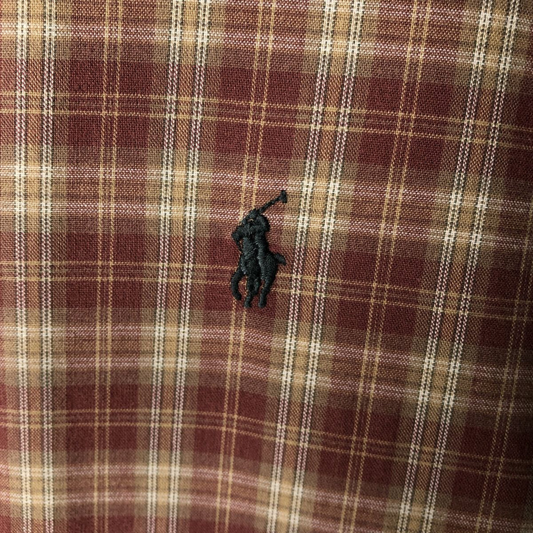 Ralph Lauren MCMEEL long-sleeved button-down check shirt, men's size XL cotton red type reddish brown Vintage Second Hand
