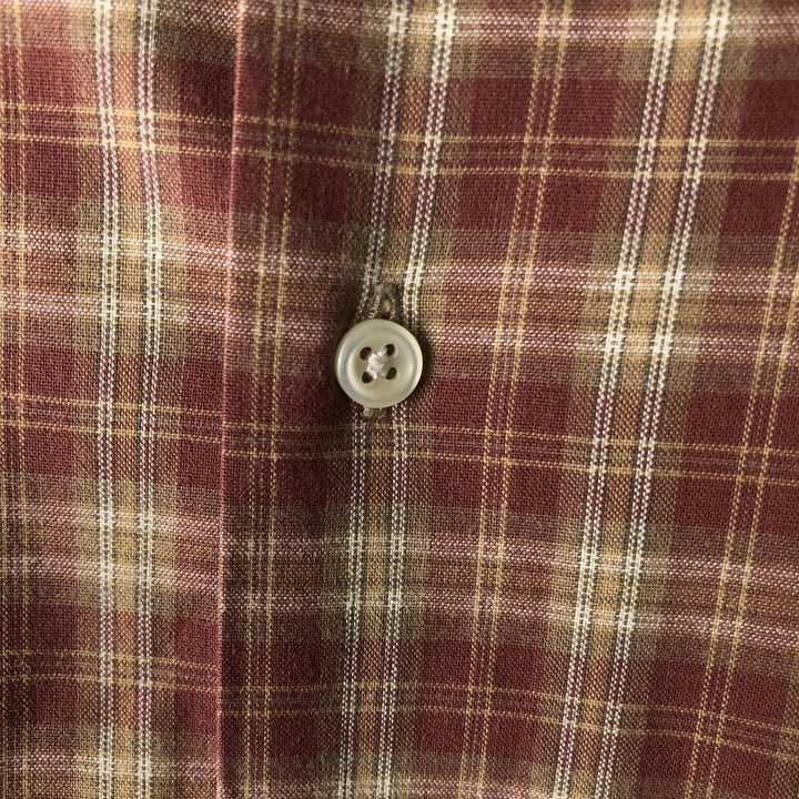 Ralph Lauren MCMEEL long-sleeved button-down check shirt, men's size XL cotton red type reddish brown Vintage Second Hand