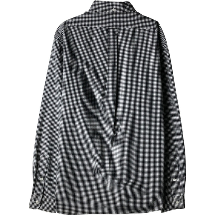 Ralph Lauren Gingham Check Long Sleeve Button-Down Check Shirt, Men's M Size cotton black type Vintage Second Hand