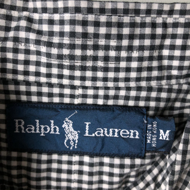 Ralph Lauren Gingham Check Long Sleeve Button-Down Check Shirt, Men's M Size cotton black type Vintage Second Hand