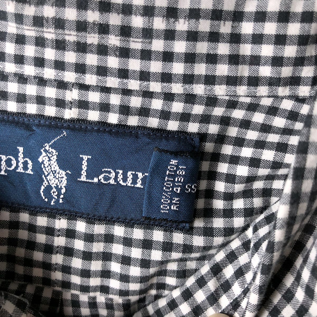 Ralph Lauren Gingham Check Long Sleeve Button-Down Check Shirt, Men's M Size cotton black type Vintage Second Hand
