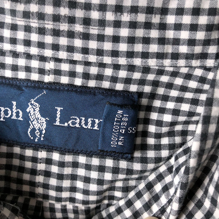 Ralph Lauren Gingham Check Long Sleeve Button-Down Check Shirt, Men's M Size cotton black type Vintage Second Hand