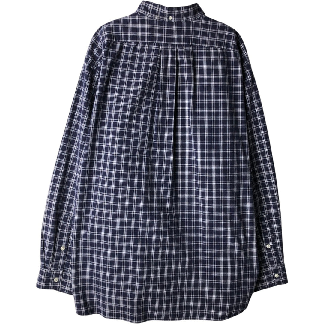 Ralph Lauren MCMEEL long-sleeved button-down check shirt, men's size XL cotton navy blue type Vintage Second Hand