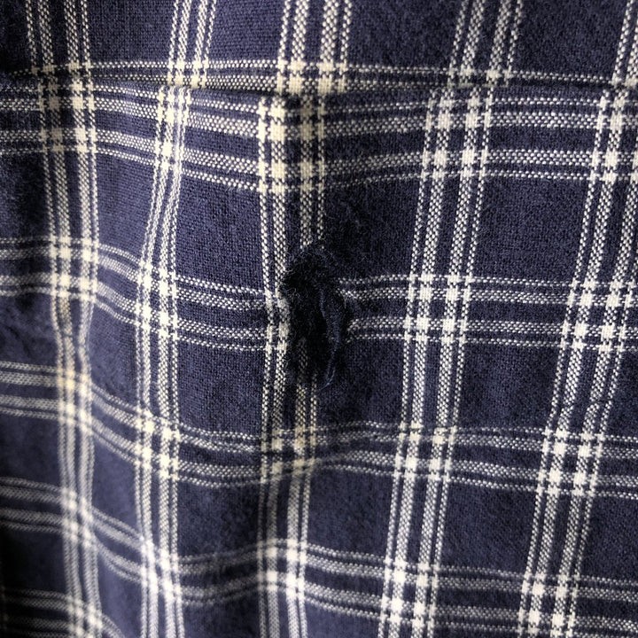 Ralph Lauren MCMEEL long-sleeved button-down check shirt, men's size XL cotton navy blue type Vintage Second Hand