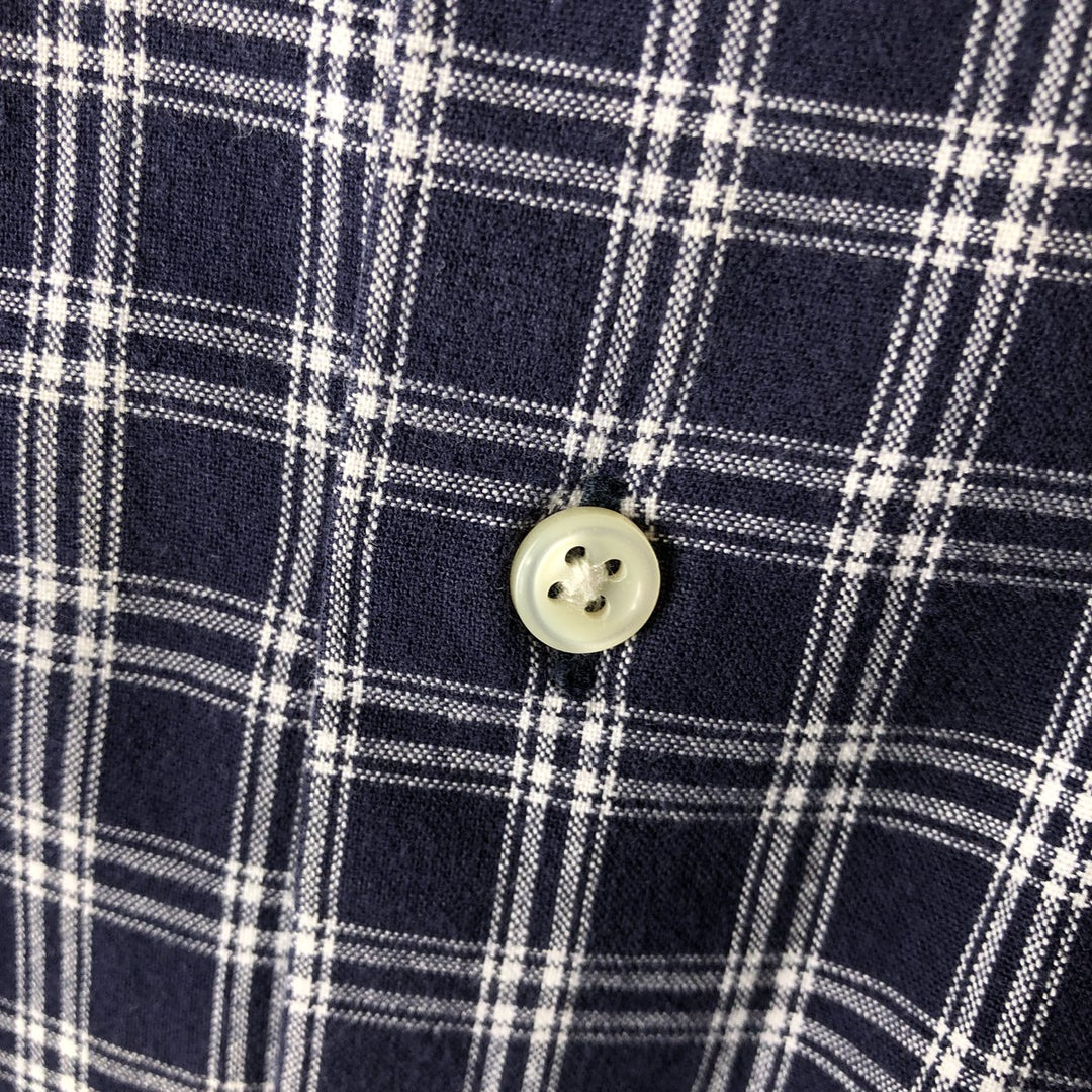 Ralph Lauren MCMEEL long-sleeved button-down check shirt, men's size XL cotton navy blue type Vintage Second Hand