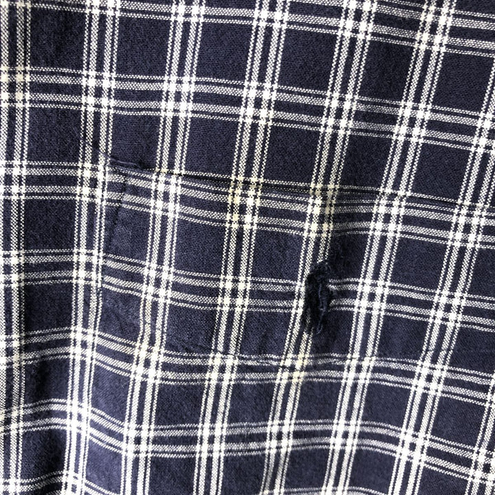 Ralph Lauren MCMEEL long-sleeved button-down check shirt, men's size XL cotton navy blue type Vintage Second Hand