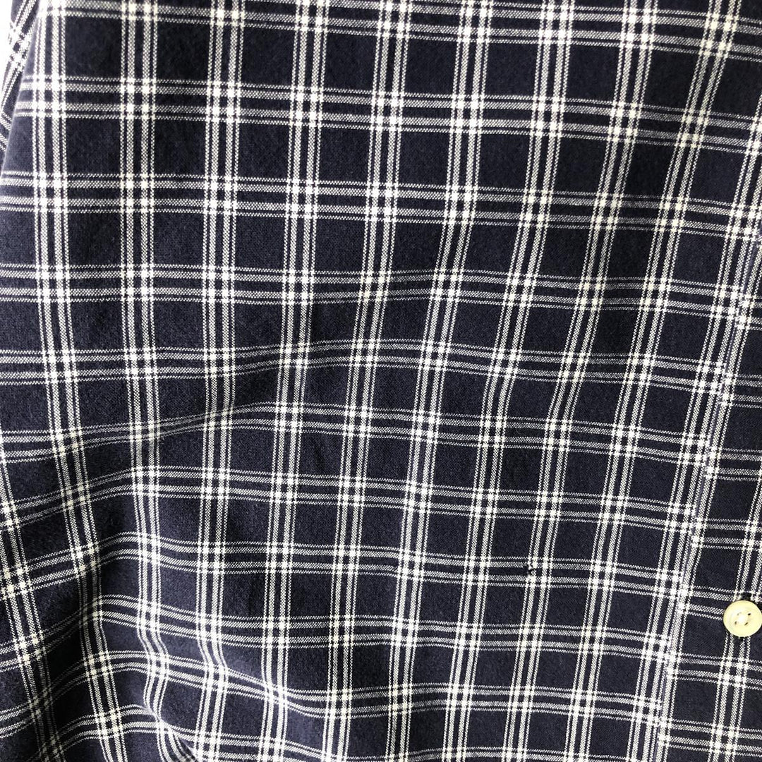Ralph Lauren MCMEEL long-sleeved button-down check shirt, men's size XL cotton navy blue type Vintage Second Hand