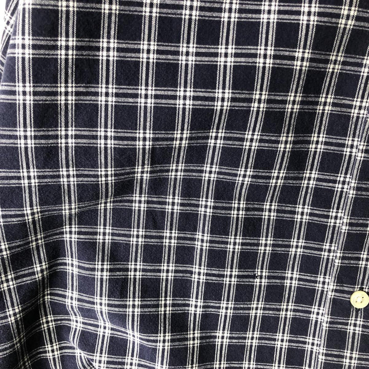 Ralph Lauren MCMEEL long-sleeved button-down check shirt, men's size XL cotton navy blue type Vintage Second Hand