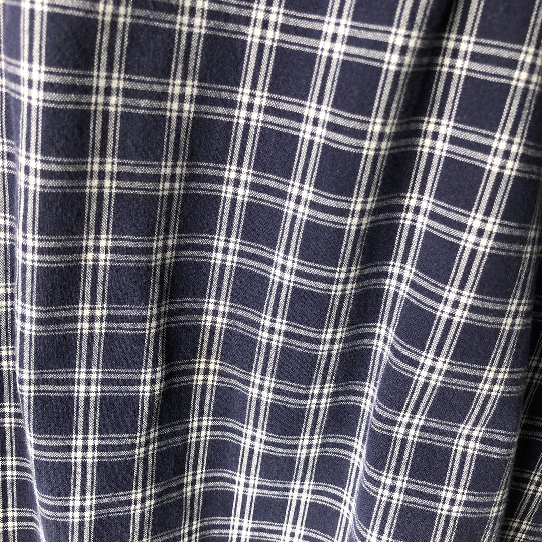 Ralph Lauren MCMEEL long-sleeved button-down check shirt, men's size XL cotton navy blue type Vintage Second Hand