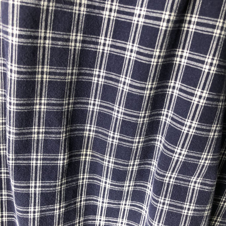 Ralph Lauren MCMEEL long-sleeved button-down check shirt, men's size XL cotton navy blue type Vintage Second Hand