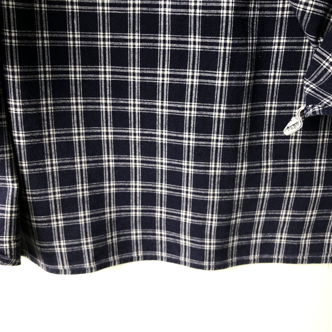 Ralph Lauren MCMEEL long-sleeved button-down check shirt, men's size XL cotton navy blue type Vintage Second Hand