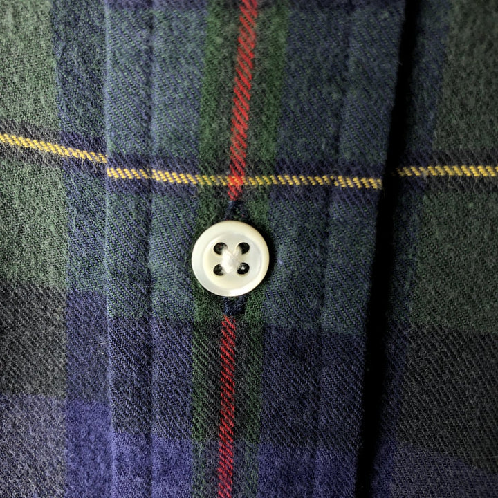 Ralph Lauren long sleeve button down check shirt, men's size L cotton navy blue type Vintage Second Hand