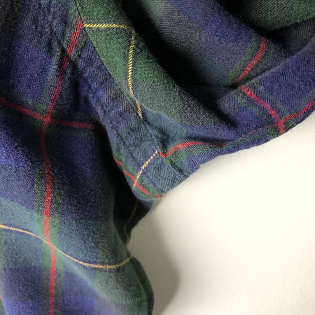 Ralph Lauren long sleeve button down check shirt, men's size L cotton navy blue type Vintage Second Hand