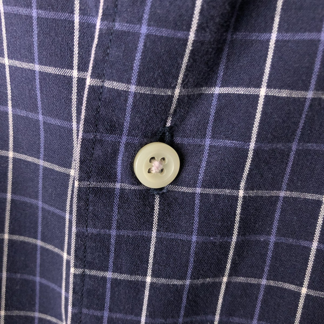 Ralph Lauren POLO by Ralph Lauren MARLOWE long-sleeved cotton check shirt, men's size M cotton navy blue type Vintage Second Hand