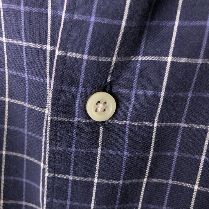 Ralph Lauren POLO by Ralph Lauren MARLOWE long-sleeved cotton check shirt, men's size M cotton navy blue type Vintage Second Hand