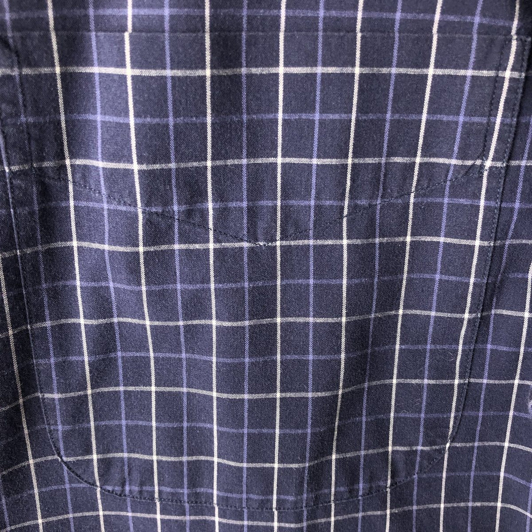 Ralph Lauren POLO by Ralph Lauren MARLOWE long-sleeved cotton check shirt, men's size M cotton navy blue type Vintage Second Hand