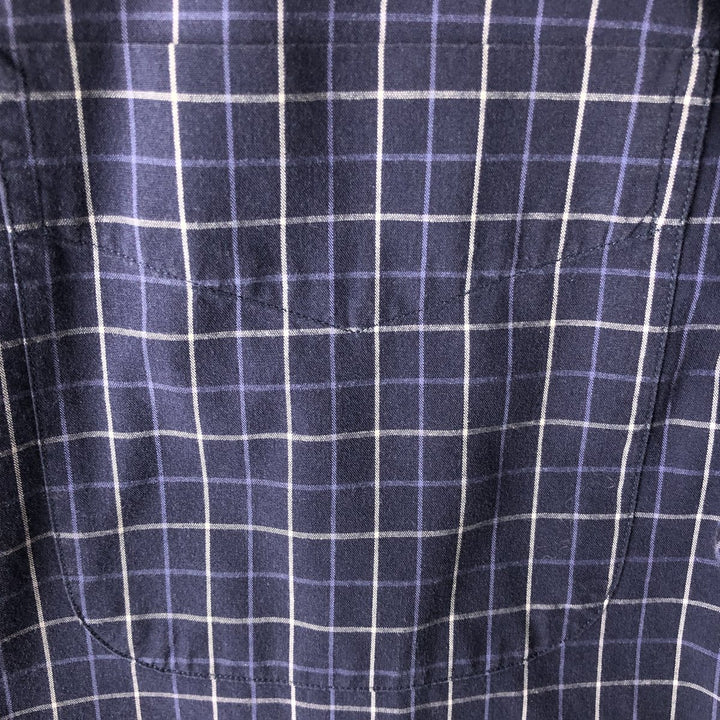 Ralph Lauren POLO by Ralph Lauren MARLOWE long-sleeved cotton check shirt, men's size M cotton navy blue type Vintage Second Hand