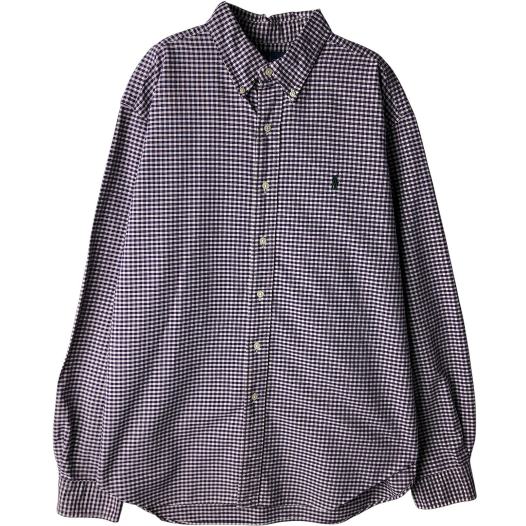 Ralph Lauren Classic Fit Gingham Check Long Sleeve Button-Down Check Shirt, Men's XL cotton purple type Vintage Second Hand