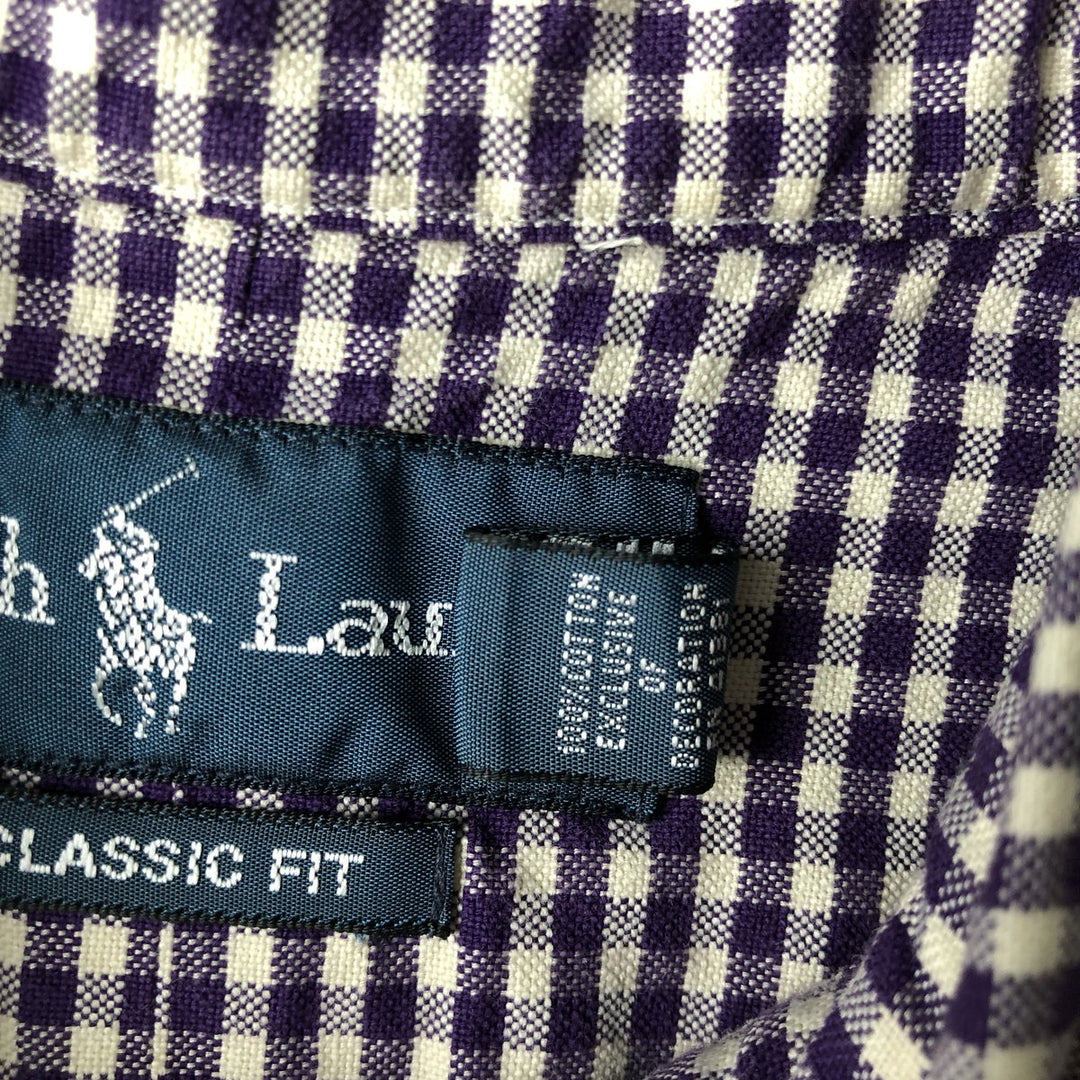 Ralph Lauren Classic Fit Gingham Check Long Sleeve Button-Down Check Shirt, Men's XL cotton purple type Vintage Second Hand