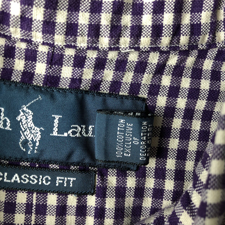 Ralph Lauren Classic Fit Gingham Check Long Sleeve Button-Down Check Shirt, Men's XL cotton purple type Vintage Second Hand
