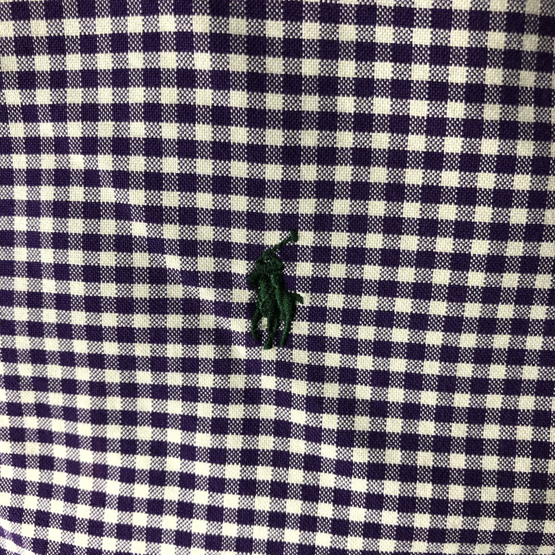 Ralph Lauren Classic Fit Gingham Check Long Sleeve Button-Down Check Shirt, Men's XL cotton purple type Vintage Second Hand