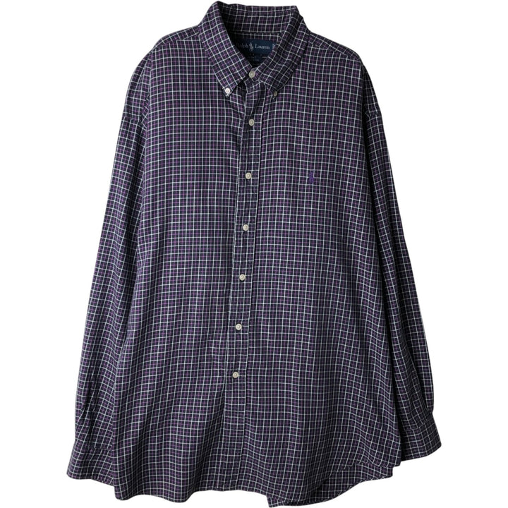 Ralph Lauren BLAKE long sleeve button down check shirt, men's XL size cotton black type Vintage Second Hand