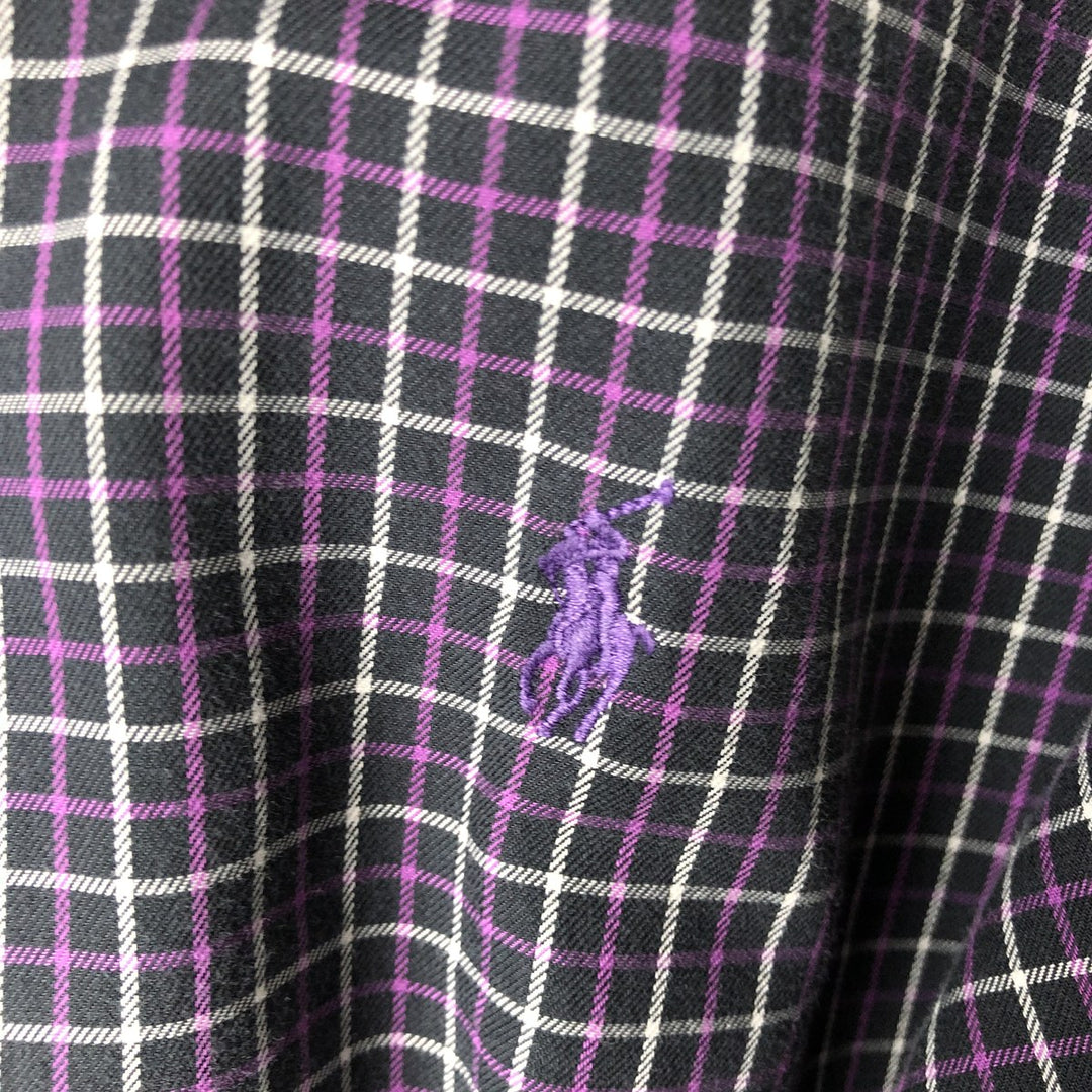Ralph Lauren BLAKE long sleeve button down check shirt, men's XL size cotton black type Vintage Second Hand