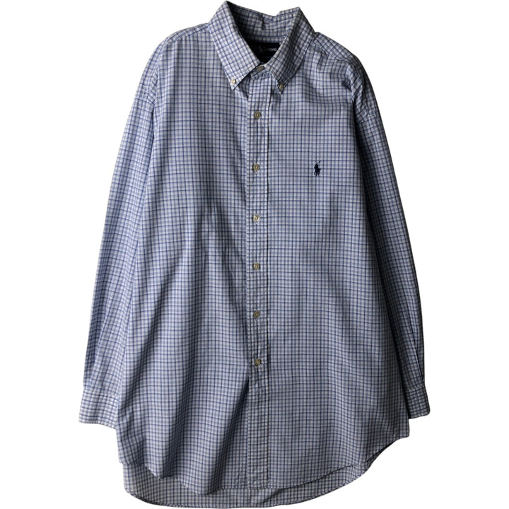 Ralph Lauren YARMOUTH Long Sleeve Button-Down Check Shirt, Men's Size L cotton white type Vintage Second Hand