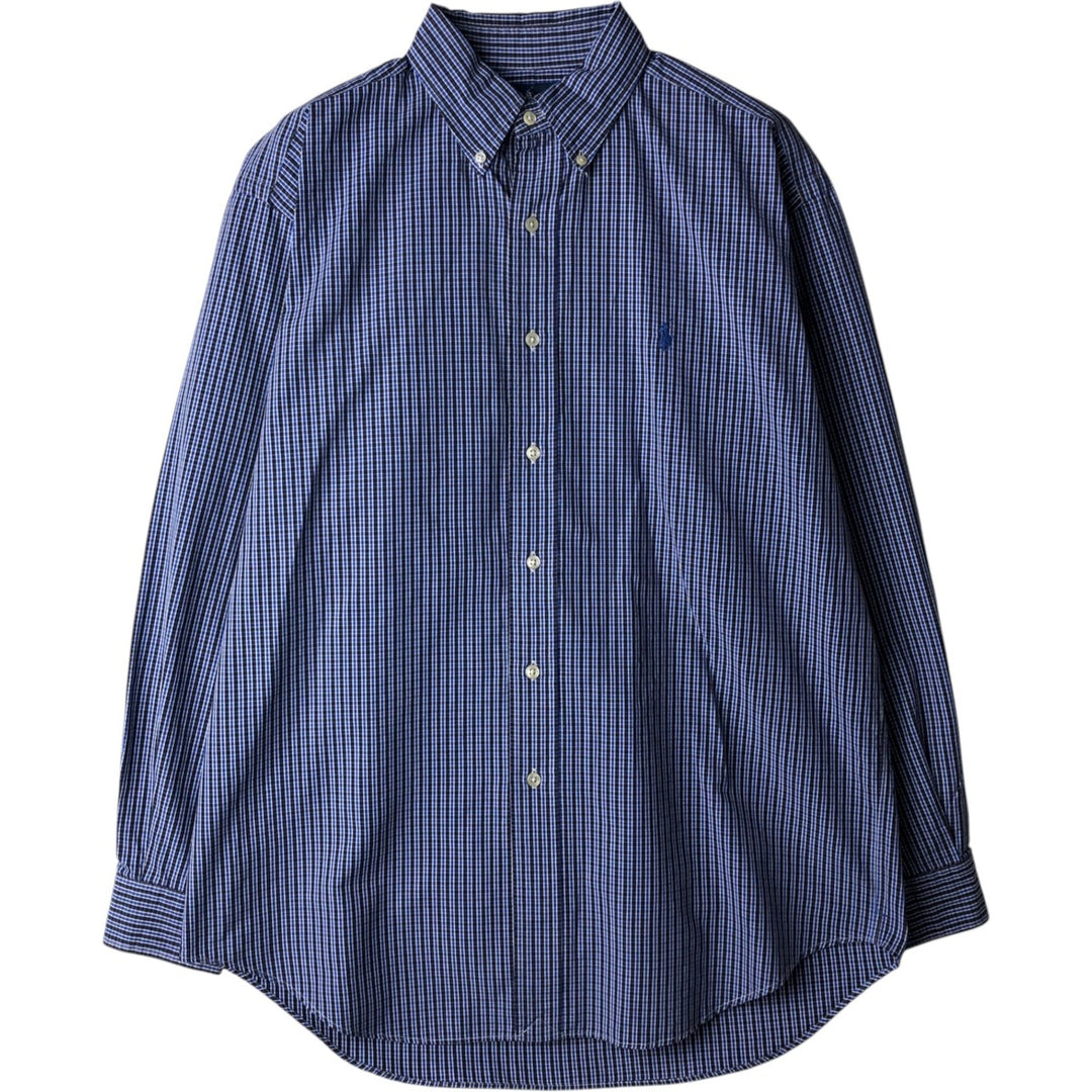 Ralph Lauren BLAKE long sleeve button down check shirt, men's size M cotton blue type Vintage Second Hand