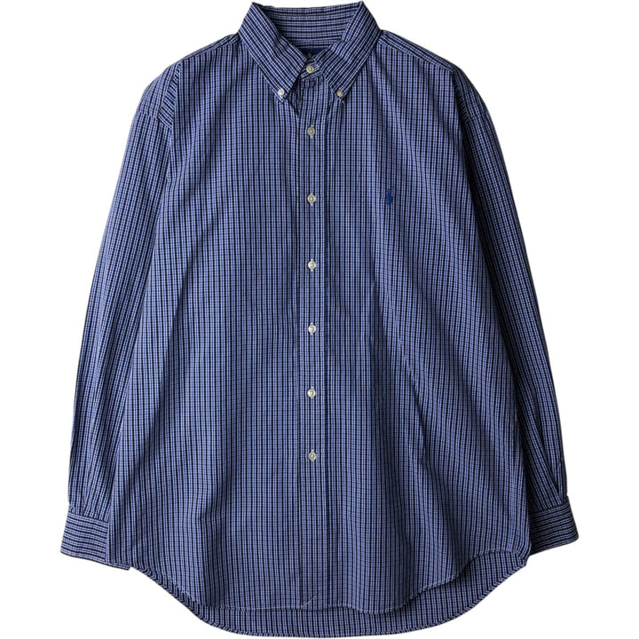 Ralph Lauren BLAKE long sleeve button down check shirt, men's size M cotton blue type Vintage Second Hand