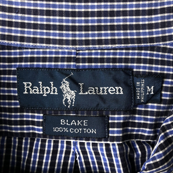 Ralph Lauren BLAKE long sleeve button down check shirt, men's size M cotton blue type Vintage Second Hand