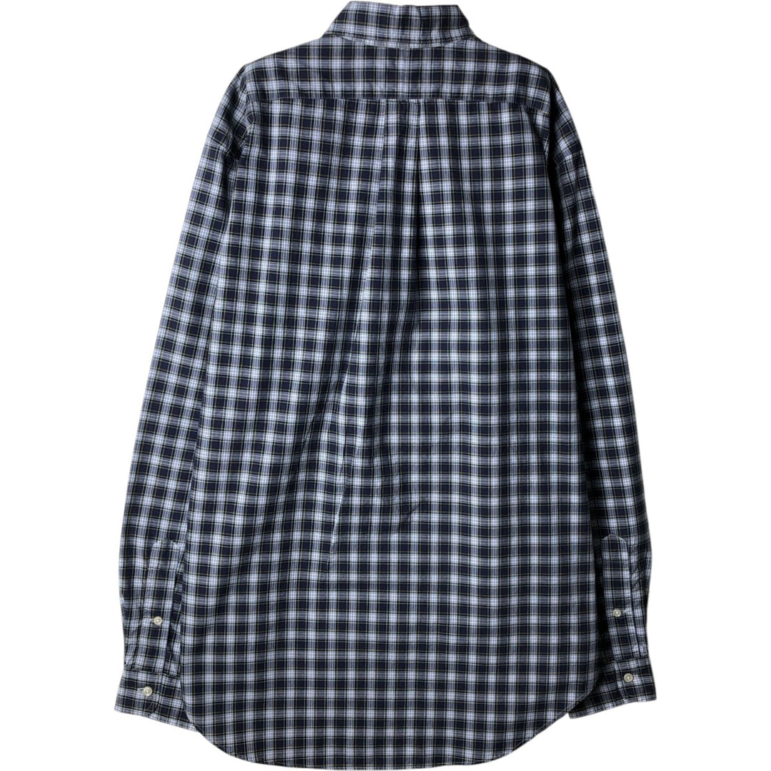 Ralph Lauren Classic Fit Long Sleeve Button Down Check Shirt Men's Size L cotton navy blue type Vintage Second Hand