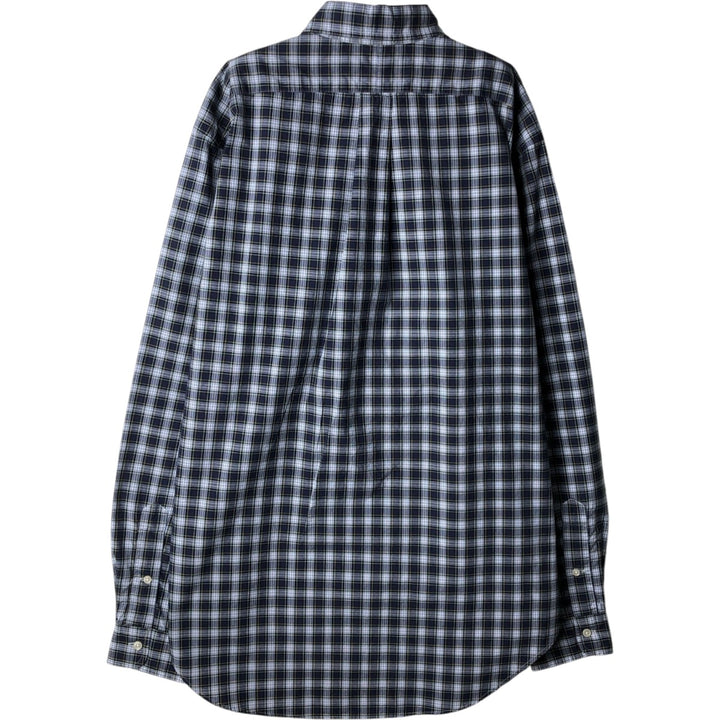Ralph Lauren Classic Fit Long Sleeve Button Down Check Shirt Men's Size L cotton navy blue type Vintage Second Hand