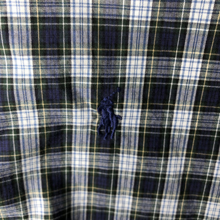 Ralph Lauren Classic Fit Long Sleeve Button Down Check Shirt Men's Size L cotton navy blue type Vintage Second Hand