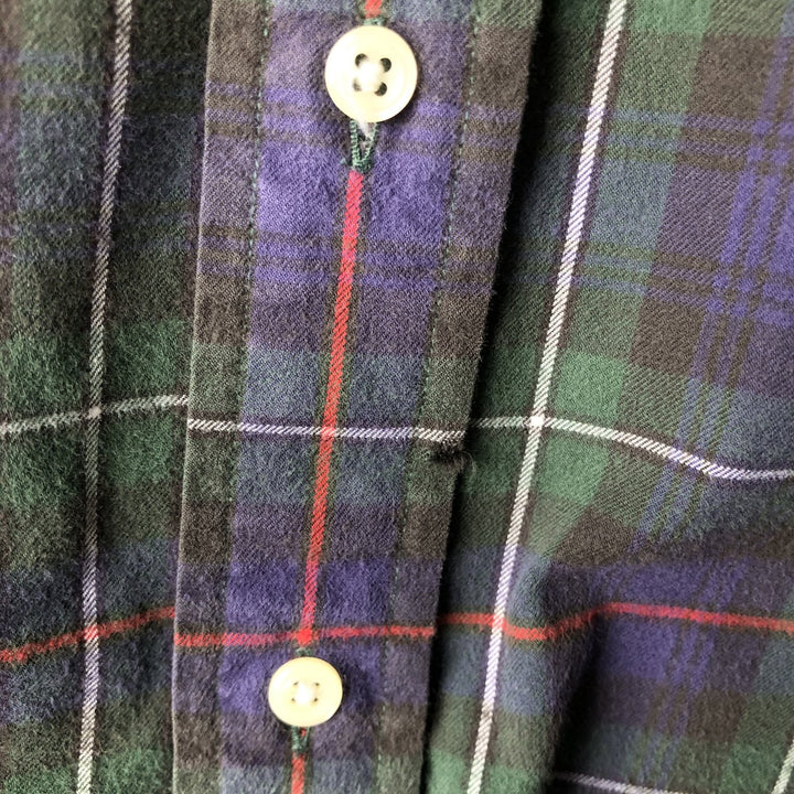 Ralph Lauren BLAKE long sleeve button down check shirt, men's size L cotton navy blue type Vintage Second Hand