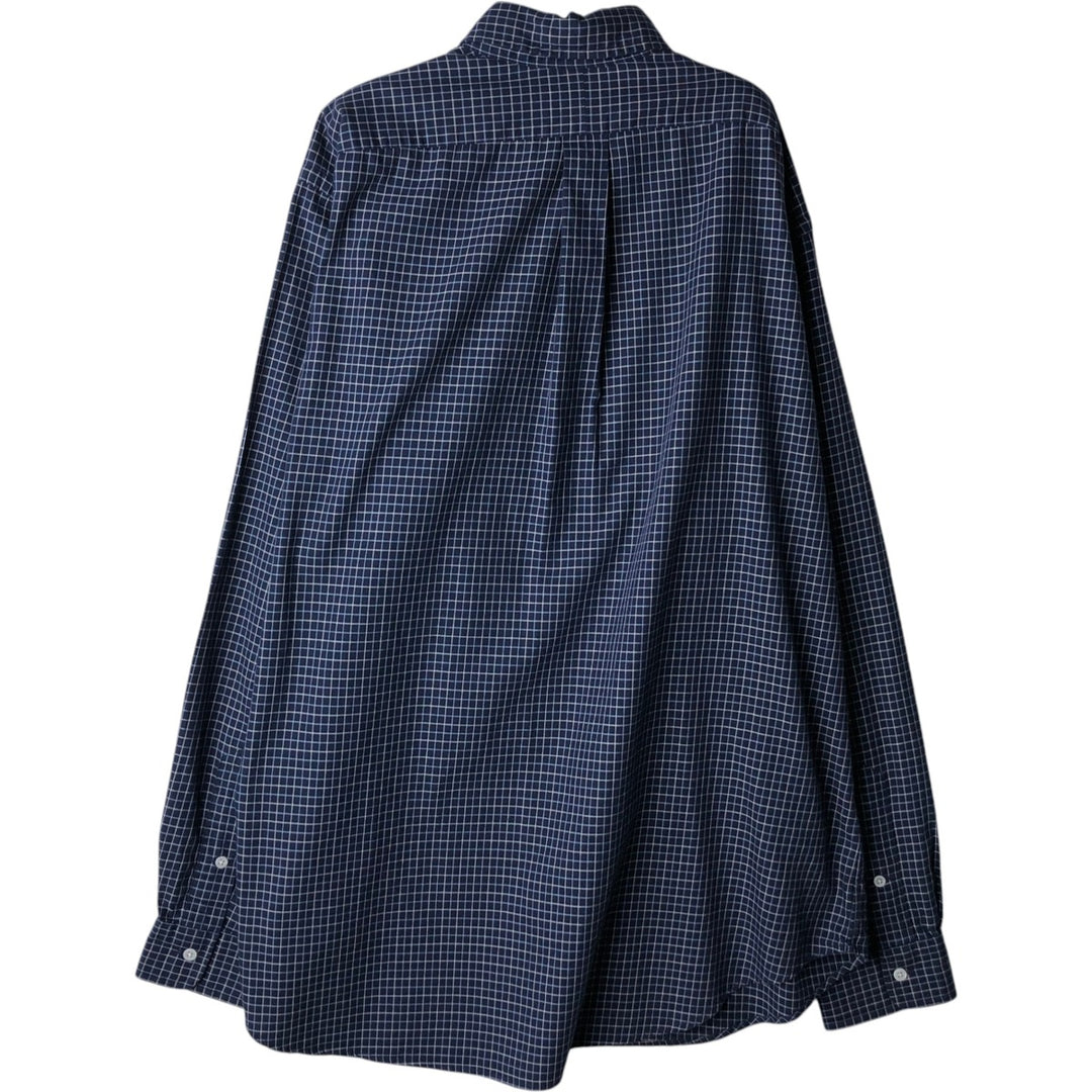 Ralph Lauren Classic Fit Long Sleeve Button Down Check Shirt Men's XL cotton navy blue type Vintage Second Hand