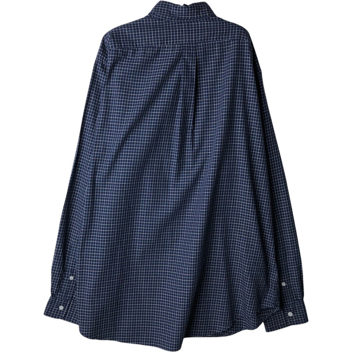 Ralph Lauren Classic Fit Long Sleeve Button Down Check Shirt Men's XL cotton navy blue type Vintage Second Hand