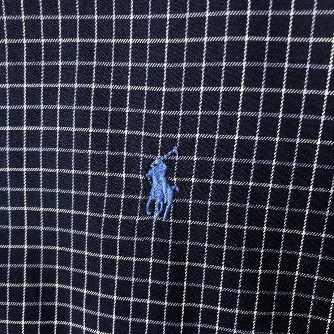 Ralph Lauren Classic Fit Long Sleeve Button Down Check Shirt Men's XL cotton navy blue type Vintage Second Hand